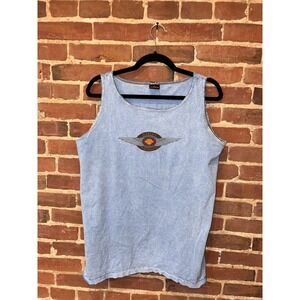 Harley Davidson Tank Top Blue Mens L Motorcycle Logo Sleeveless Shirt